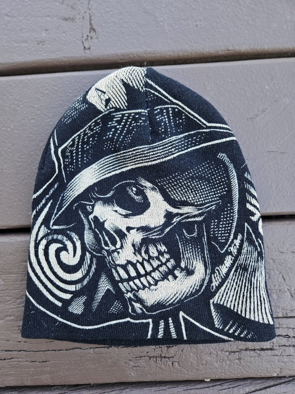 Vintage Streetwear OG Abel Black Dia de los Muertos Skull Cap Beanie Hat
